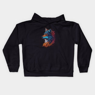 Colorful Face Wolf Kids Hoodie